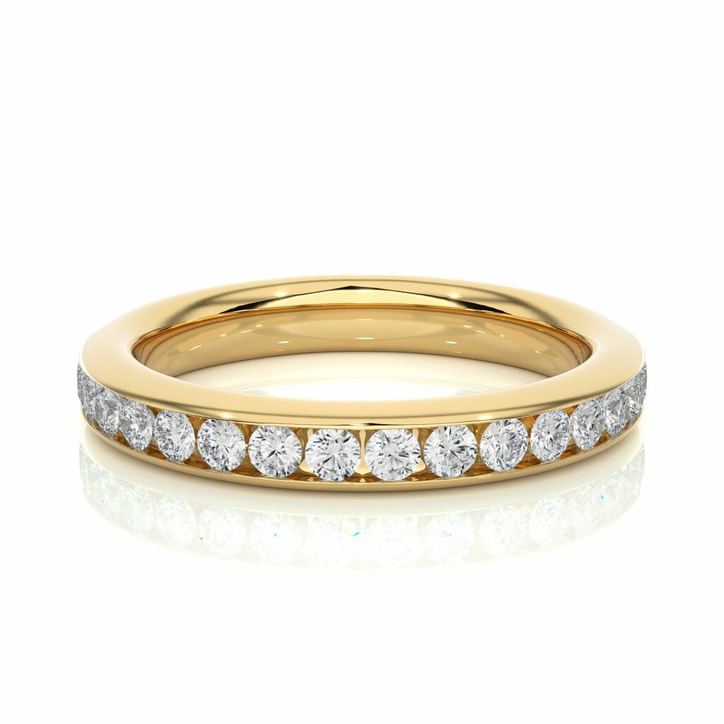 1 Ct Round Cut Channel Set Diamond Eternity Wedding Band In Yellow Gold Yellow