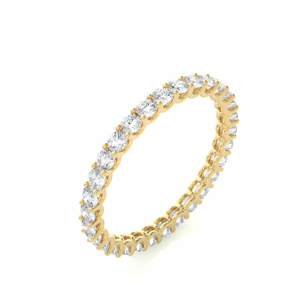 1.05 Ct Round Cut Shared Prong Diamond Eternity Band In Yellow Gold