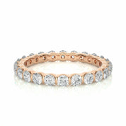 1.10 Ct Round Cut Bar Setting Lab Diamond Eternity Wedding Band In White Gold Rose