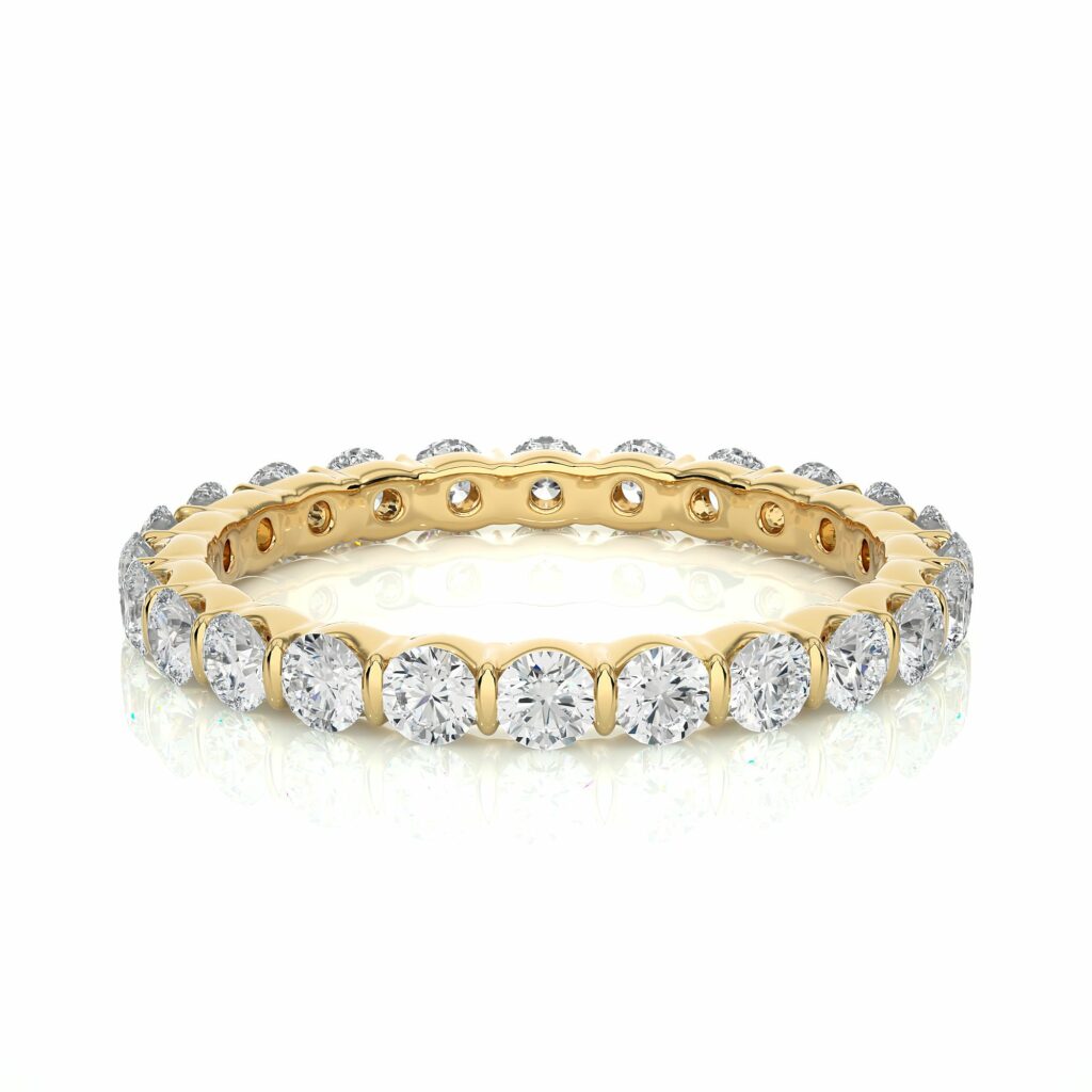 1.10 Ct Round Bar Setting Diamond Eternity Wedding Band In Rose Gold Yellow