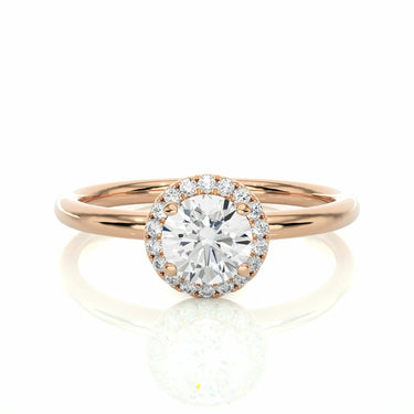 0.50 Ct Round Diamond Engagement Ring With Halo Setting Rose Gold