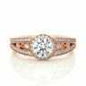 1 Carat Round Cut Vintage Halo Prong Setting Diamond Ring In Rose Gold