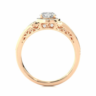 1 Carat Round Cut Vintage Halo Prong Setting Diamond Ring In Rose Gold