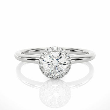 0.50 Ct Lab Diamond Round Engagement Ring With Halo Setting White Gold