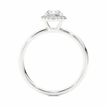 Bague de fiançailles en diamant Halo Lab sertie de 4 griffes de taille ronde de 0,50 ct avec en or blanc 