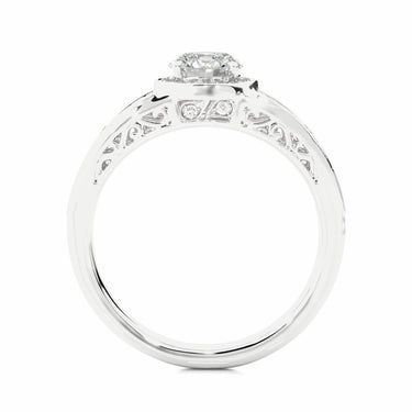 1 Ct Round Cut Prong Setting Halo Lab Diamond Engagement Ring In White Gold