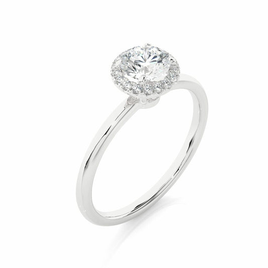 Simple Halo Lab Diamond Prong Set Engagement Ring