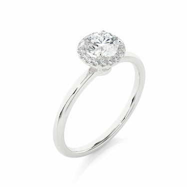 0.50 Ct Round Cut 4 Prong Set Lab Diamond Halo Engagement Ring In White Gold