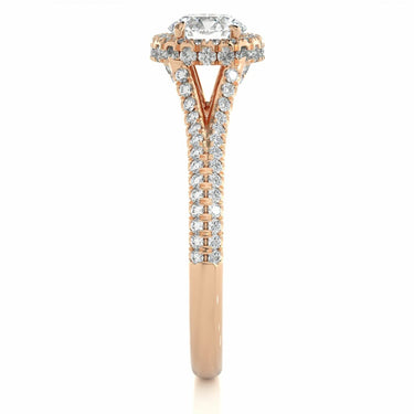 1.10 Carat Round Shape Hidden Halo Pave Setting Diamond Ring In Rose Gold