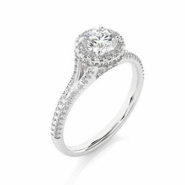 1.10 Carat Round Shape Hidden Halo Pave Setting Diamond Ring In White Gold