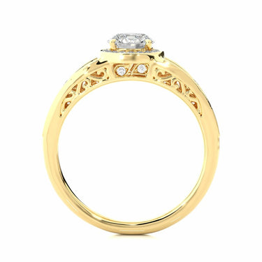 1 Carat Round Cut Vintage Halo Prong Setting Diamond Ring In Yellow Gold
