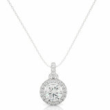 1.5 Carat Round Cut Halo Prong Setting Lab Diamond Pendant In White Gold