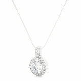 1.5 Carat Round Cut Halo Prong Setting Lab Diamond Pendant In White Gold