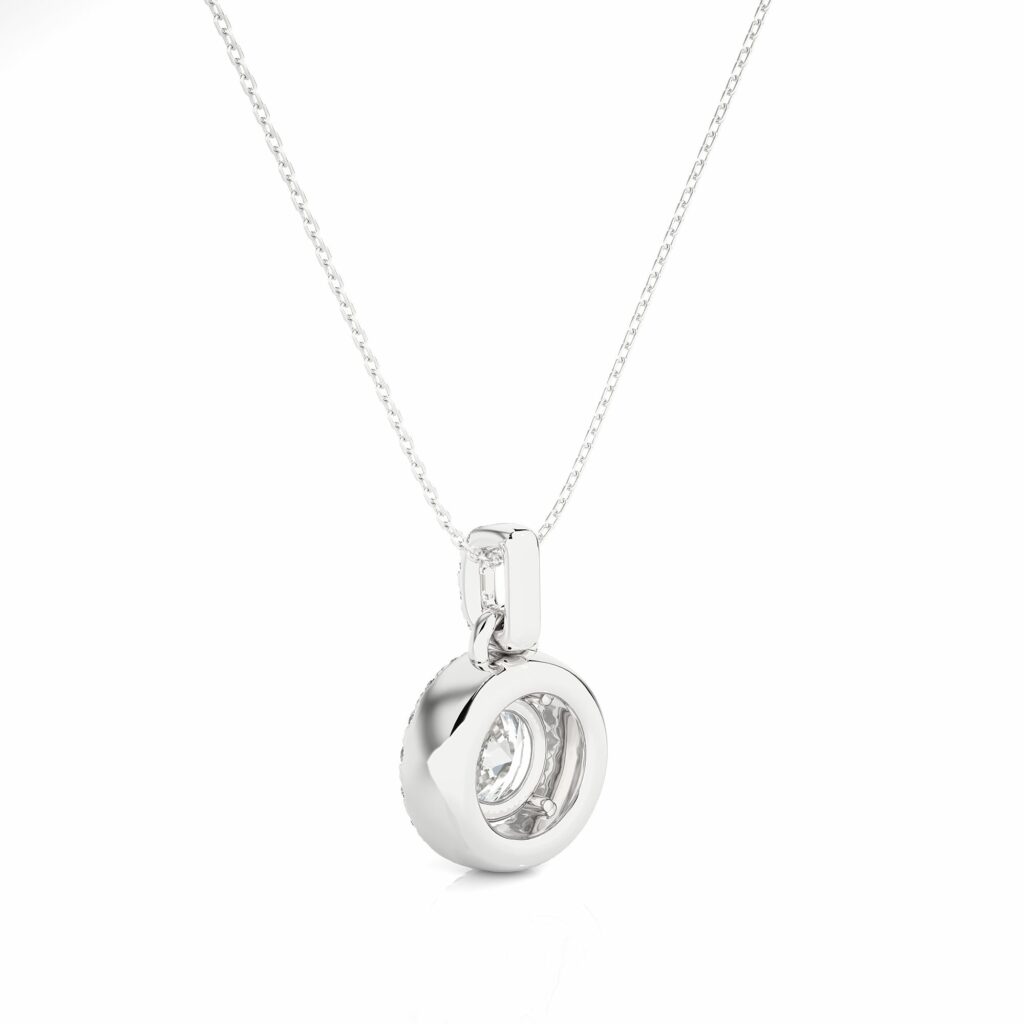 1.56 Carat Round Cut Halo Prong Setting Diamond Pendant