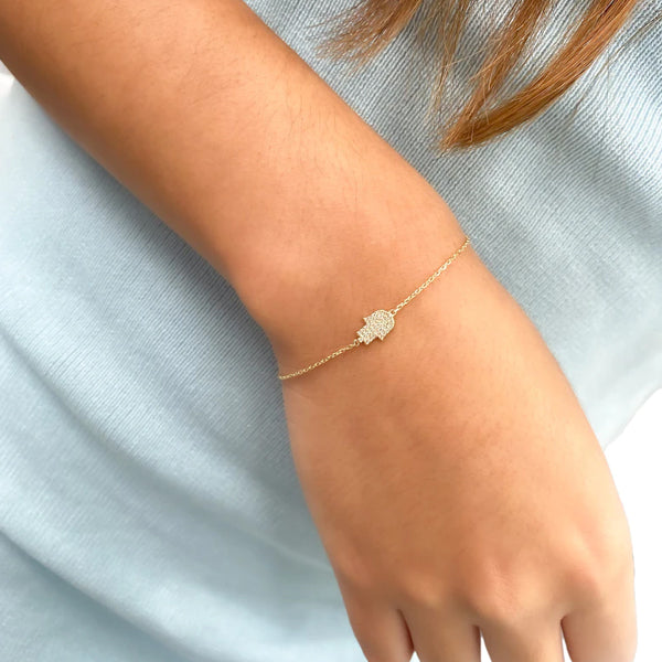 0.83 Carat Pave Setting Hamsa Hand Sign Diamond Bracelet