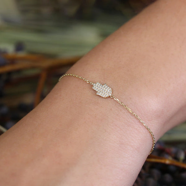 0.83 Carat Pave Setting Hamsa Hand Sign Diamond Bracelet
