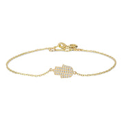 0.83 Carat Pave Setting Hamsa Hand Sign Diamond Bracelet 18K Yellow Gold Natural Diamond
