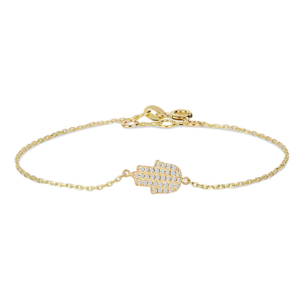 0.83 Carat Pave Setting Hamsa Hand Sign Diamond Bracelet 18K Yellow Gold Natural Diamond