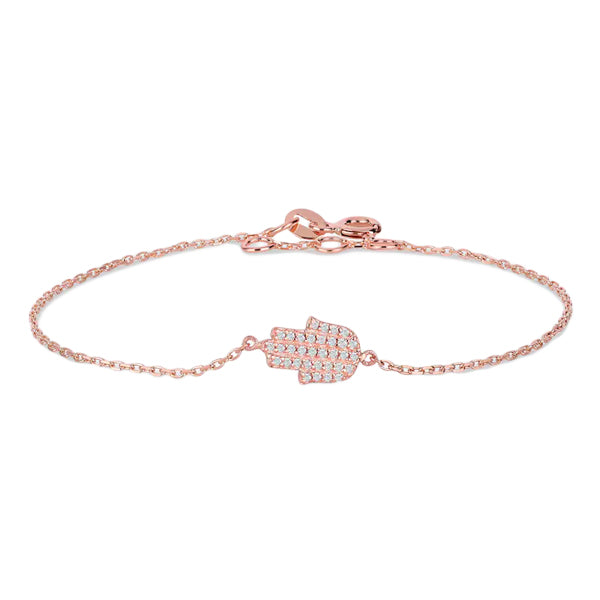 0.83 Carat Pave Setting Hamsa Hand Sign Diamond Bracelet 18K Rose Gold Natural Diamond