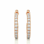 0.45 Carat Round Cut Channel Set Lab Diamond Hoop Earrings In White Gold Rose