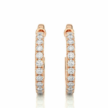 0.70 Carat J-Hoop Diamond Earrings Rose Gold