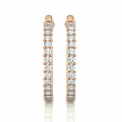 1 Carat Round Cut Prong Setting Lab Diamond Hoop Earrings In White Gold Rose