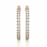 2.06 Carat Round Cut Prong Setting Diamond Hoop Earrings In White Gold