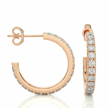 0.70 Carat Prong Setting J-Hoop Diamond Earrings In Rose Gold