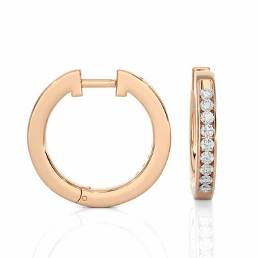0.50 Carat Round Diamond Hoop Earrings 14K Rose Gold