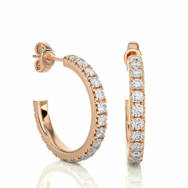 0.70 Carat J-Hoop Diamond Earrings Rose Gold