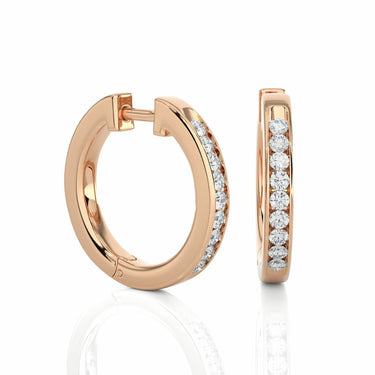 1 Carat Round Diamond Hoop Earrings in Rose Gold