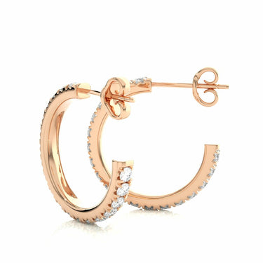 0.70 Carat Prong Setting J-Hoop Diamond Earrings In Rose Gold