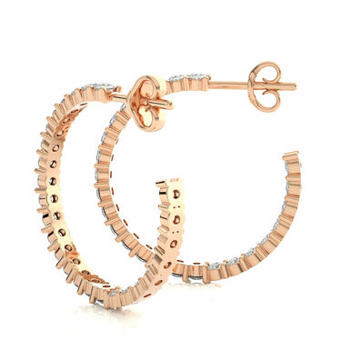 1.00 Carat Round Cut Prong Setting Diamond Hoop Earrings In Rose Gold