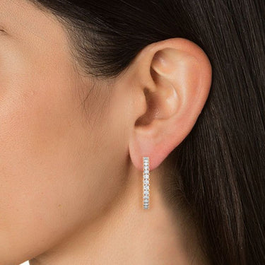 Aretes tipo argolla con diamantes de talla redonda de 1,00 quilates en oro rosa 