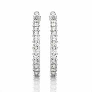 1 Carat Round Cut Prong Setting Lab Diamond Hoop Earrings In White Gold