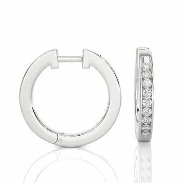 1 Ct Round Cut Channel Set Lab Diamond Hoop Earrings In White Gold