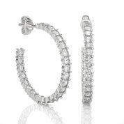 2.06 Carat Round Cut Prong Setting Diamond Hoop Earrings In White Gold