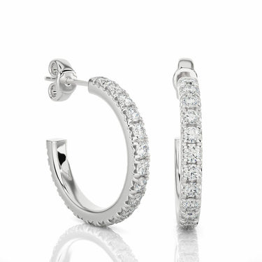 0.70 Carat Prong Setting J-Hoop Diamond Earrings In White Gold