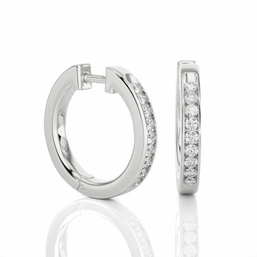 1 Carat Round Cut Channel Set Diamond Hoop Earrings In White Gold