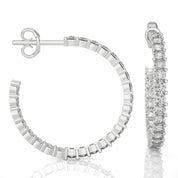 2.06 Carat Round Cut Prong Setting Diamond Hoop Earrings In White Gold