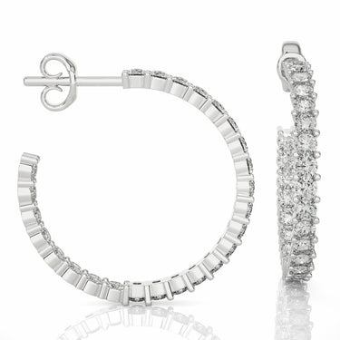 1.00 Carat Round Diamond Hoop Earrings In White Gold