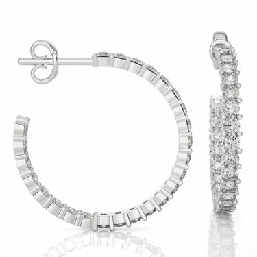 1 Carat Round Cut Prong Setting Lab Diamond Hoop Earrings In White Gold