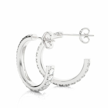 0.70 Carat Prong Setting J-Hoop Diamond Earrings In White Gold