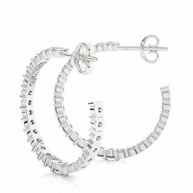 1.00 Carat Round Cut Prong Setting Diamond Hoop Earrings In White Gold