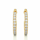 0.80 Carat Prong Setting J-Hoop Diamond Earrings In Yellow Gold