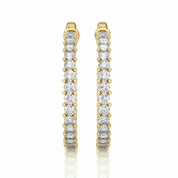 1.00 Carat Round Cut Prong Setting Diamond Hoop Earrings In Yellow Gold Yellow