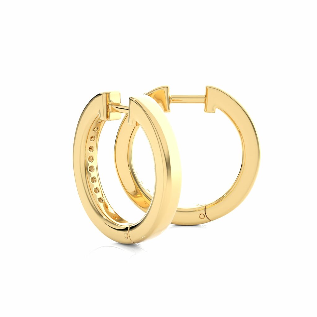 0.52 Ct Round Cut Bezel Setting Diamond Earrings In Yellow Gold