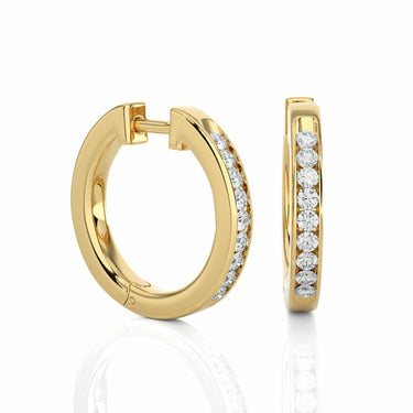 0.50 Carat Round Diamond Hoop Earrings In Yellow Gold