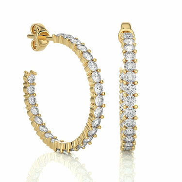 Round Diamond Hoop Earrings Yellow Gold (1.00 Ct)