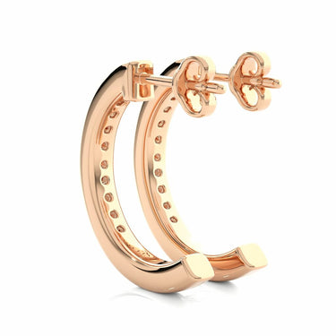 0.45 Carat Round Bezel Set Diamond Hoop Earrings In Rose Gold